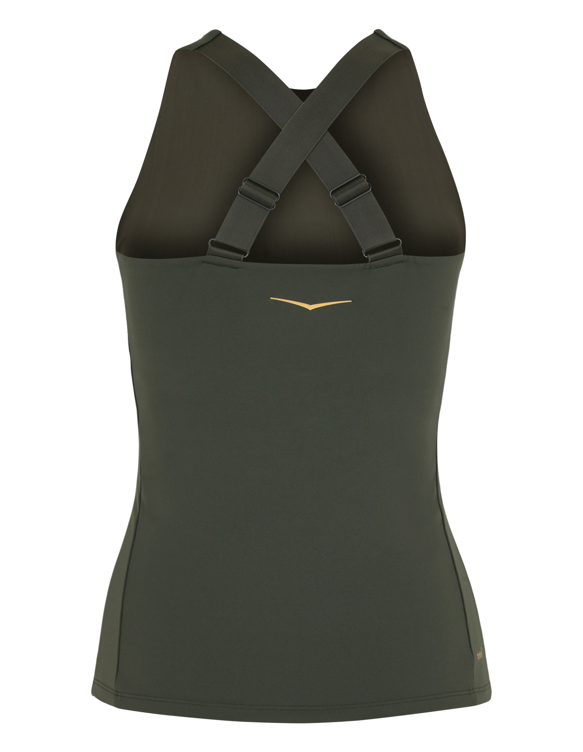 Olivgrünes Venice Beach Virginina-Tanktop mit stilvollem Cross-Back-Trägerdesign.