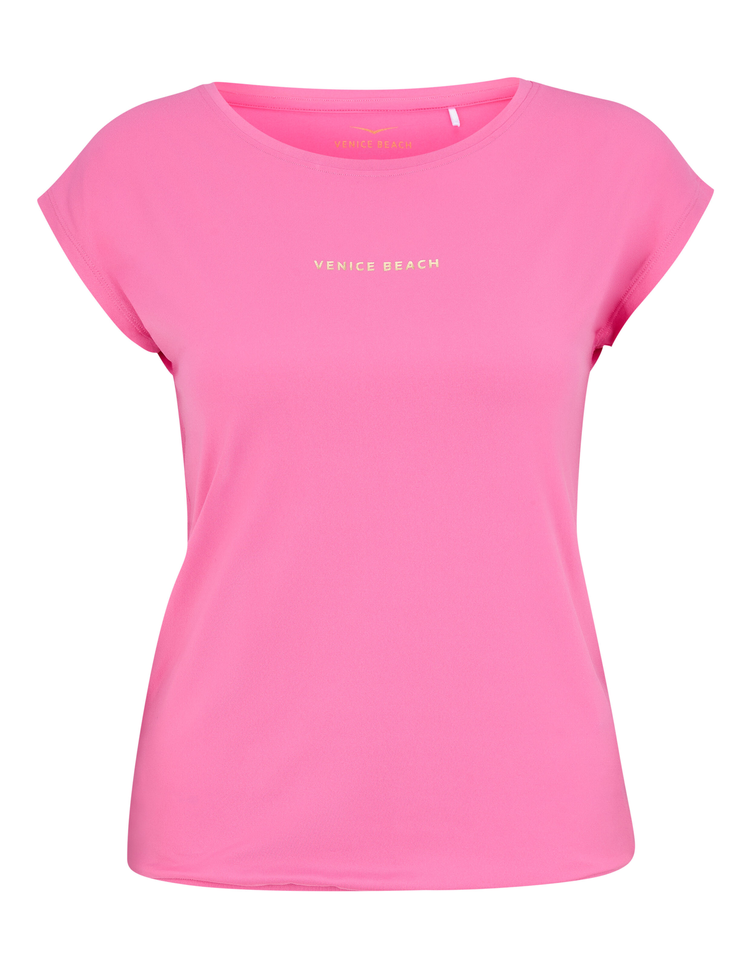 Rosafarbenes, kurzärmliges Freizeithemd „Venice Beach Wonder“ mit goldenem Logo-Aufdruck.