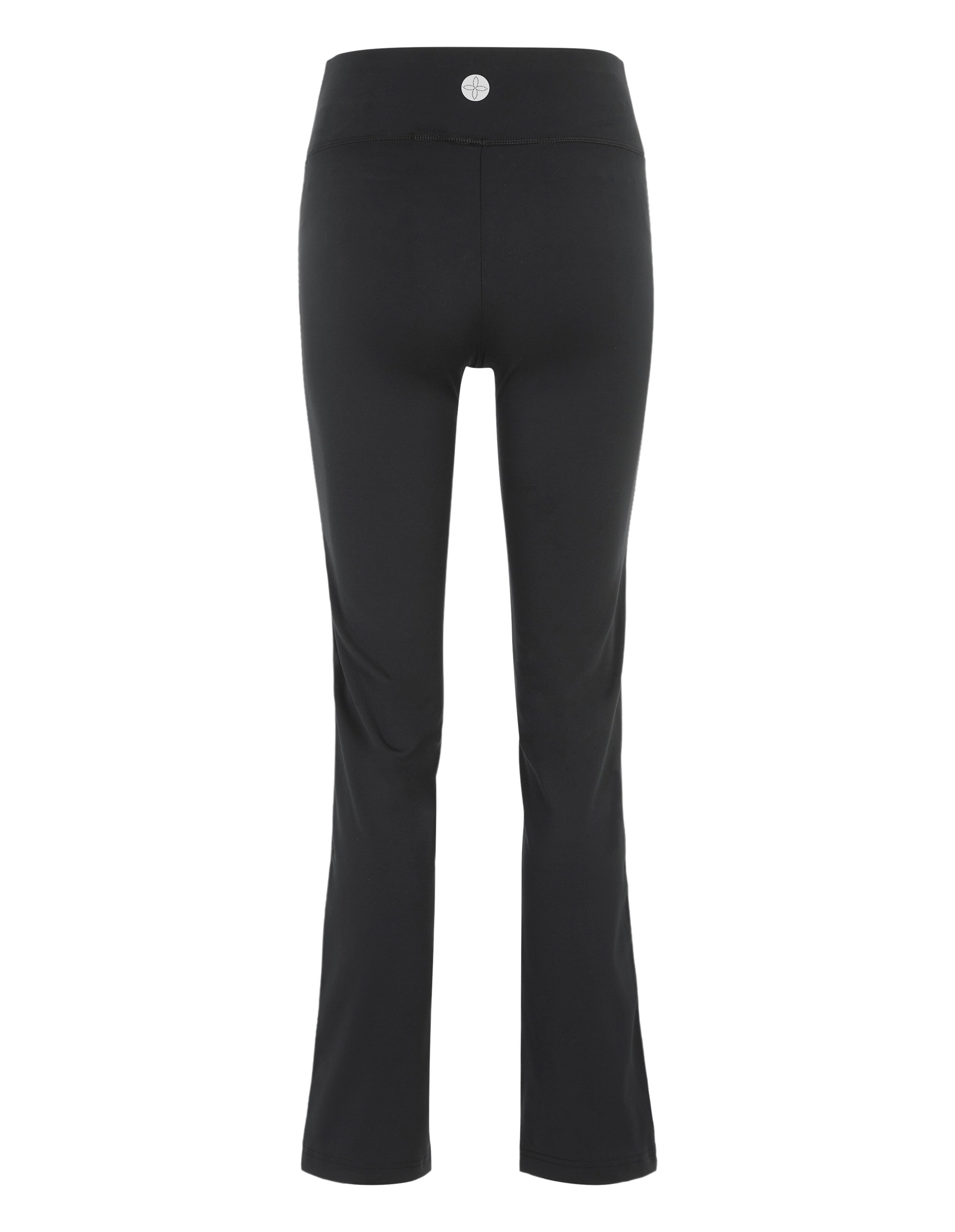Schwarze ELBSAND Freizeit-Leggings mit hohem Bund und kleinem Logo-Detail.
