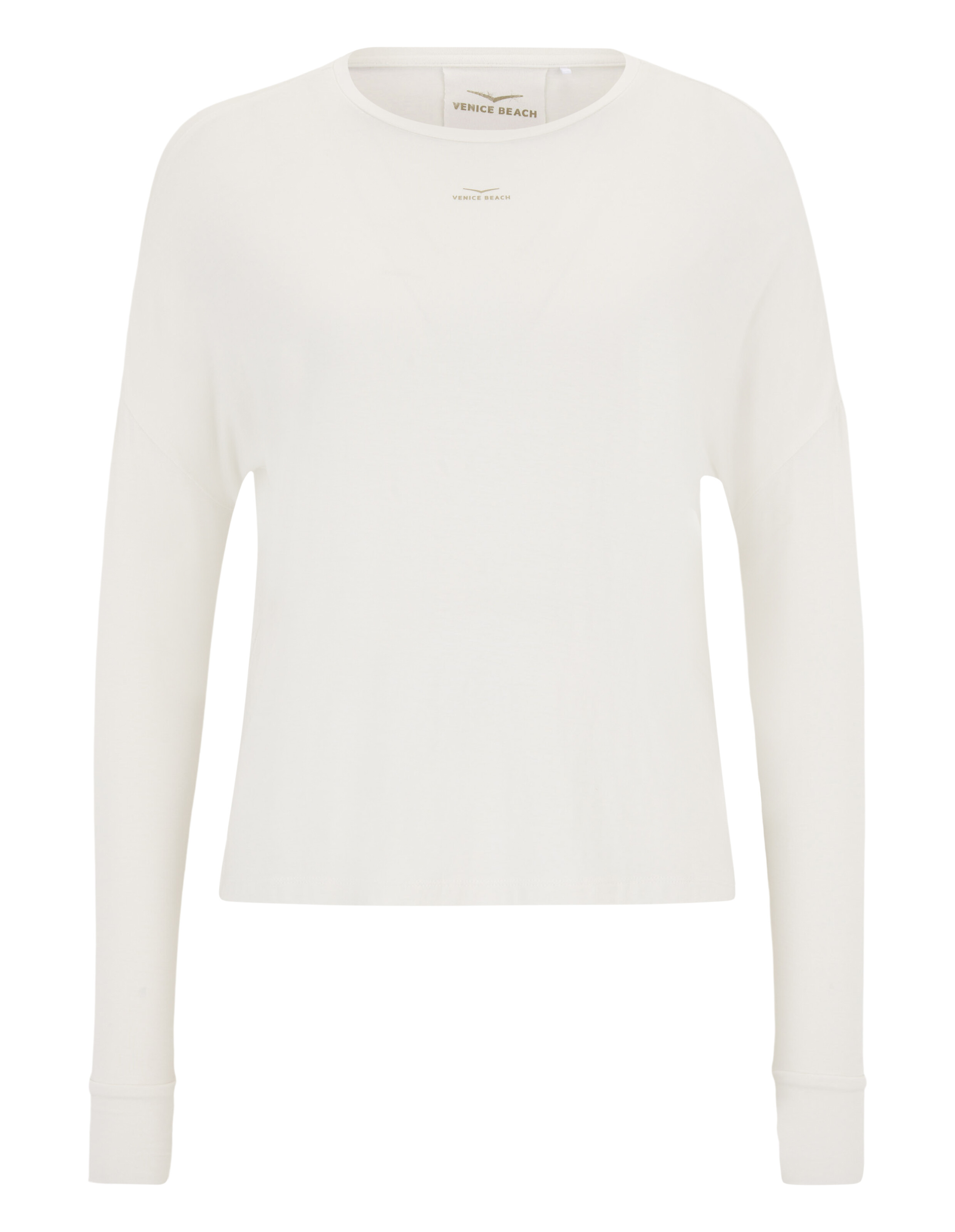 Gemütliches weißes Langarm-Top mit entspannter Passform, perfekt für den Freizeitlook.