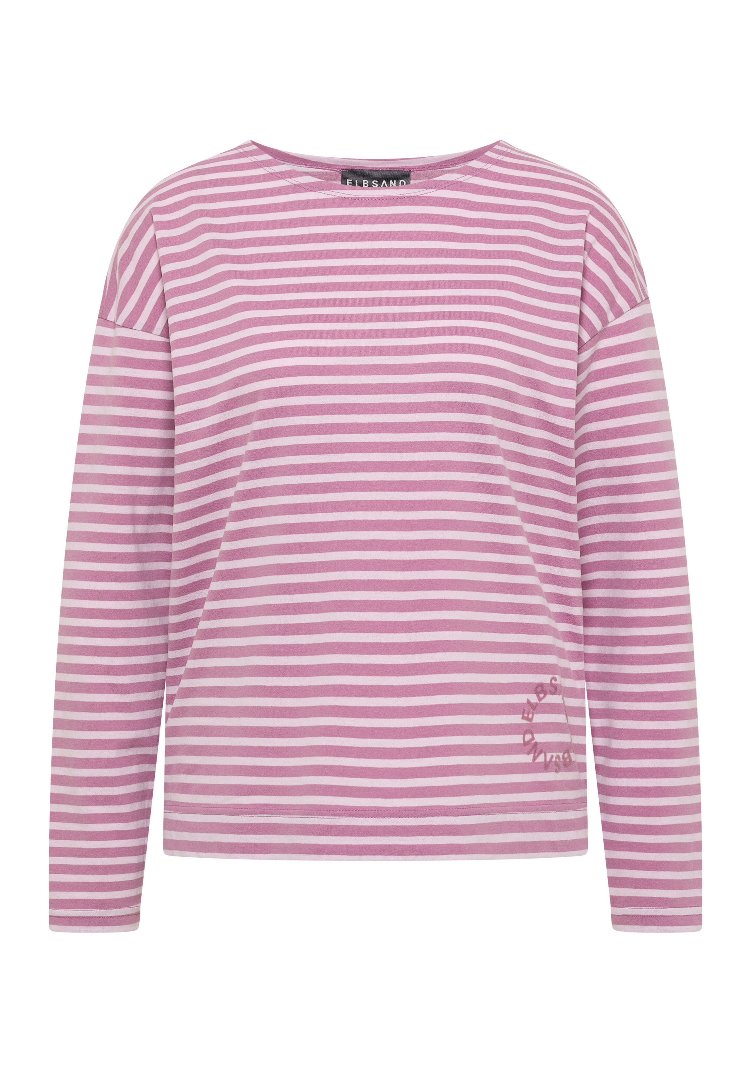 ELBSAND Langarm-Streifenshirt in Pink und Weiß für lässige, gemütliche Loungewear.