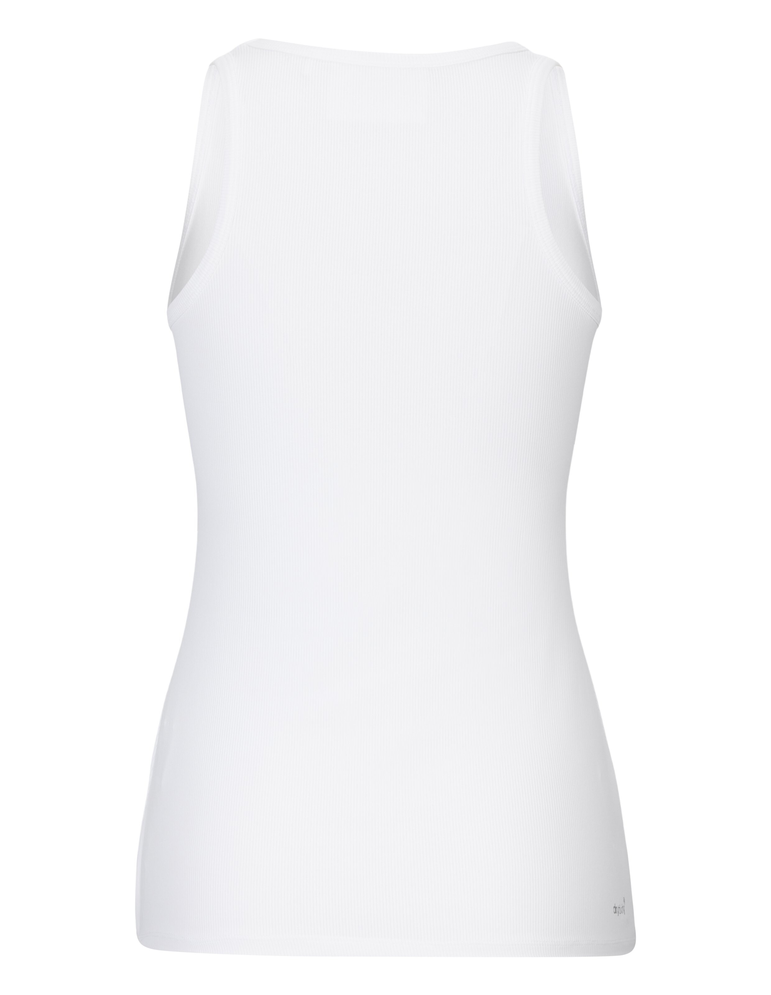 Weißes, geripptes Tanktop „Venice Beach Brenda“ für lässige, bequeme Alltagskleidung.
