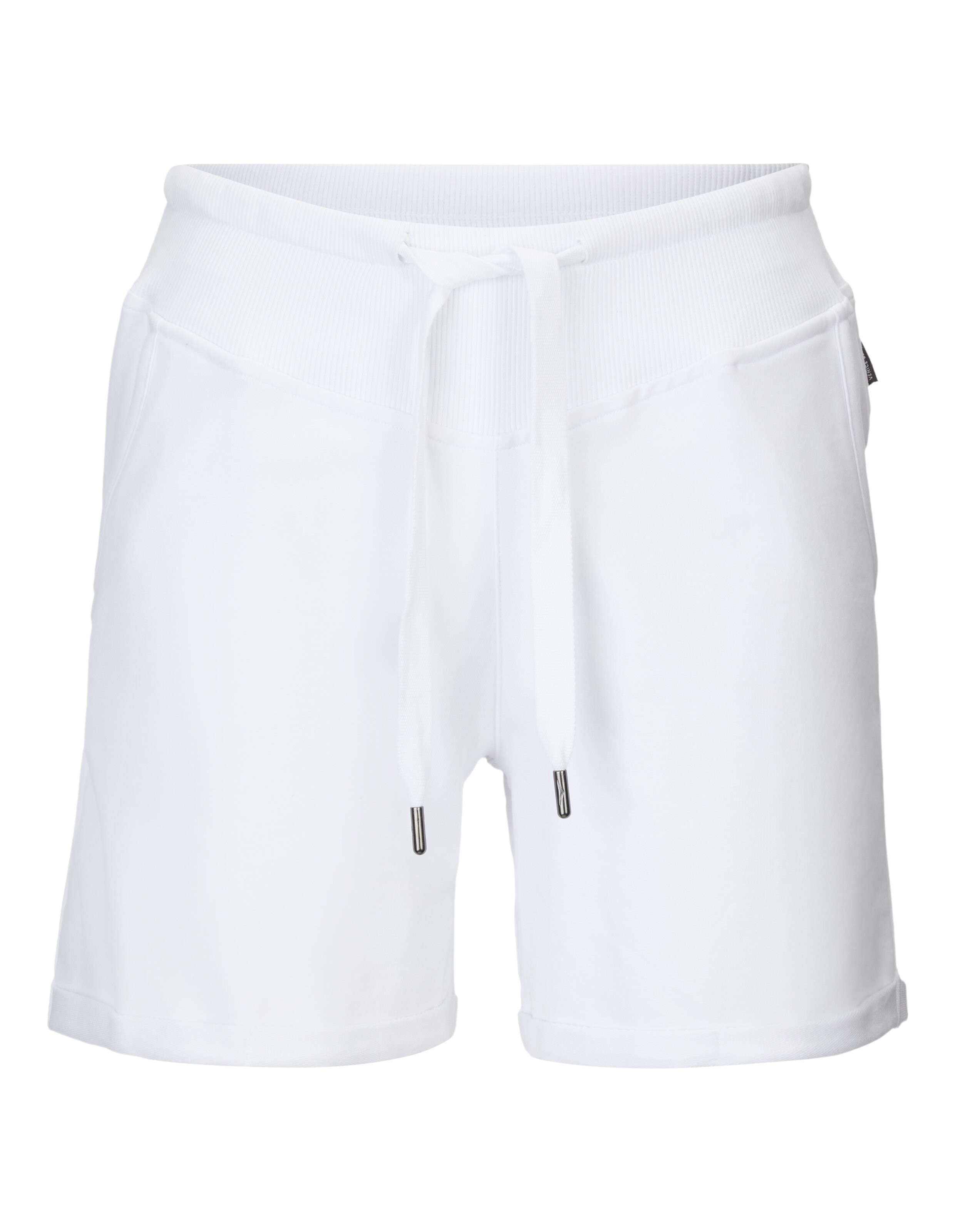 Weiße Morla-Shorts von Venice Beach mit geripptem Bund und Kordelzug.
