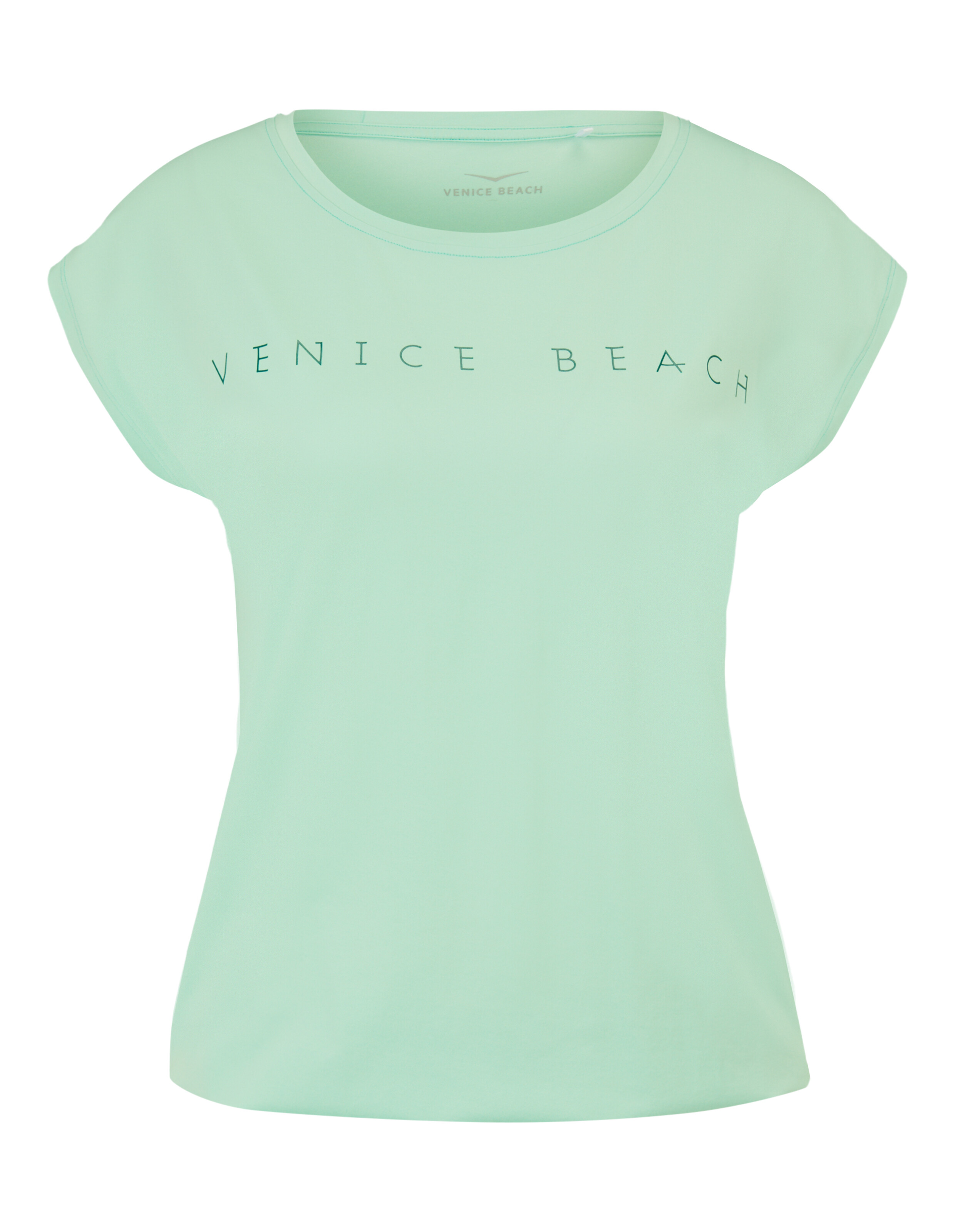 Hellgrünes, lässiges T-Shirt mit Venice Beach-Logo zum bequemen Entspannen.