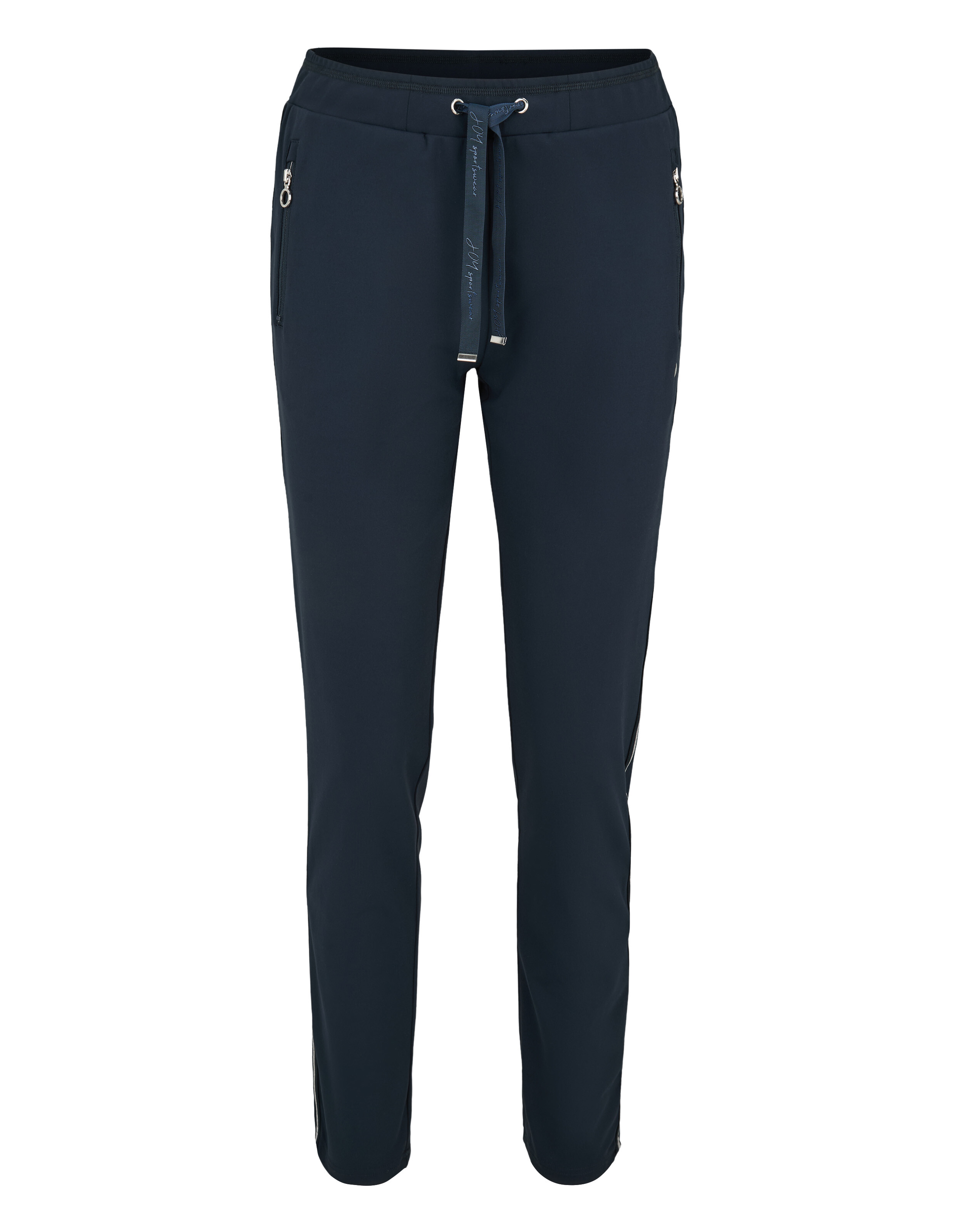 Marineblaue Freizeithose mit Kordelzug und Seitentaschen für mehr Komfort.