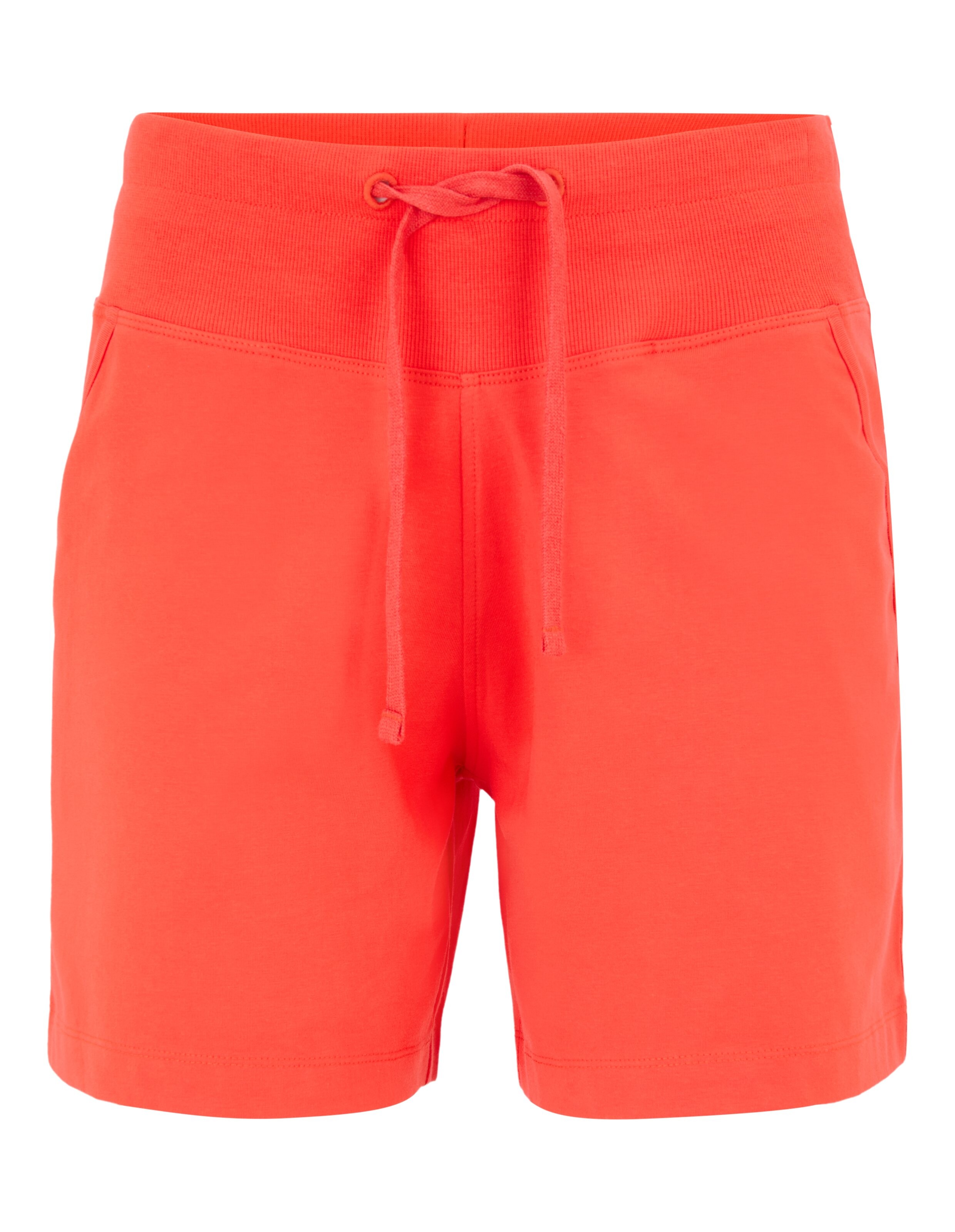 Gemütliche, rote, lässige Lounge-Shorts mit breitem Rippbund und Kordelzug.