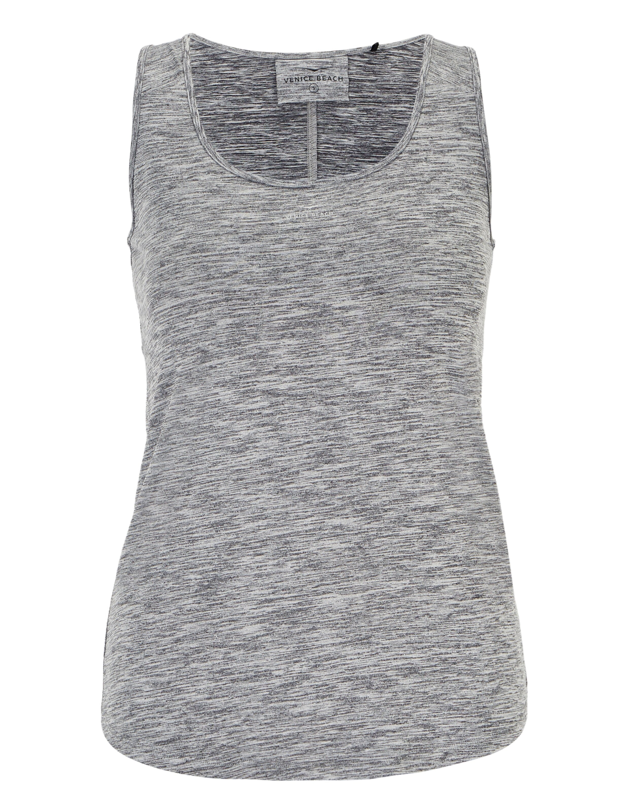 Grau meliertes Tanktop mit U-Ausschnitt, ideal für Freizeitkleidung.