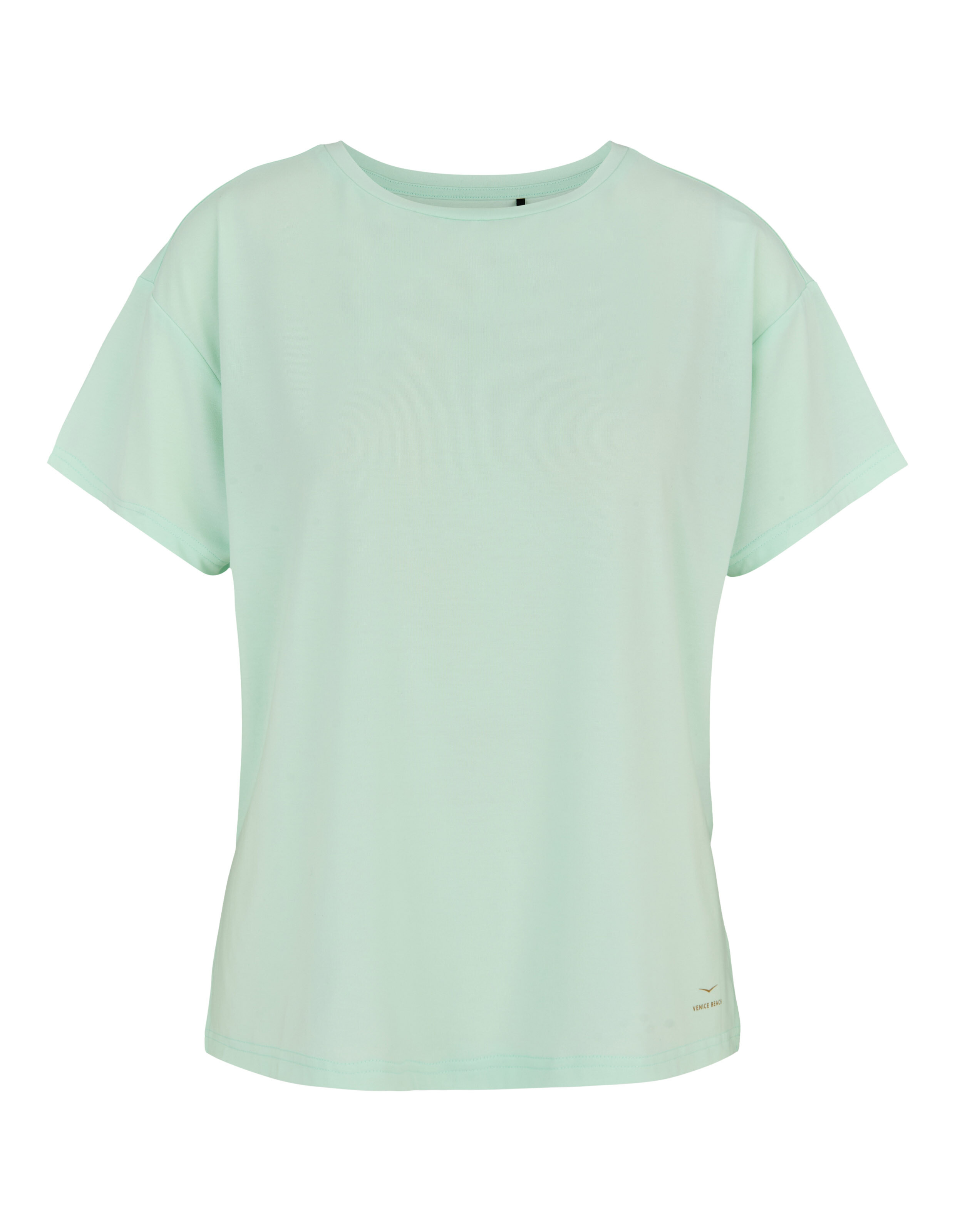 Hellmintgrünes Freizeit-T-Shirt mit entspannter Passform und kurzen Ärmeln.