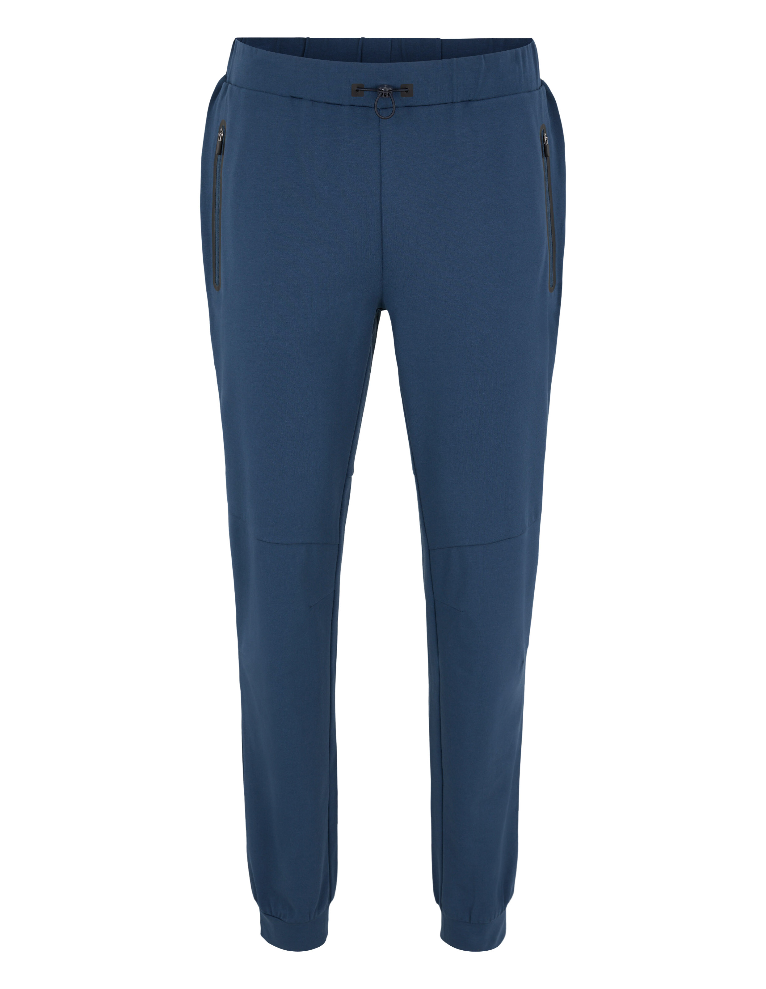 Lässige Jogginghose in Marineblau mit Reißverschlusstaschen und elastischen Bündchen.