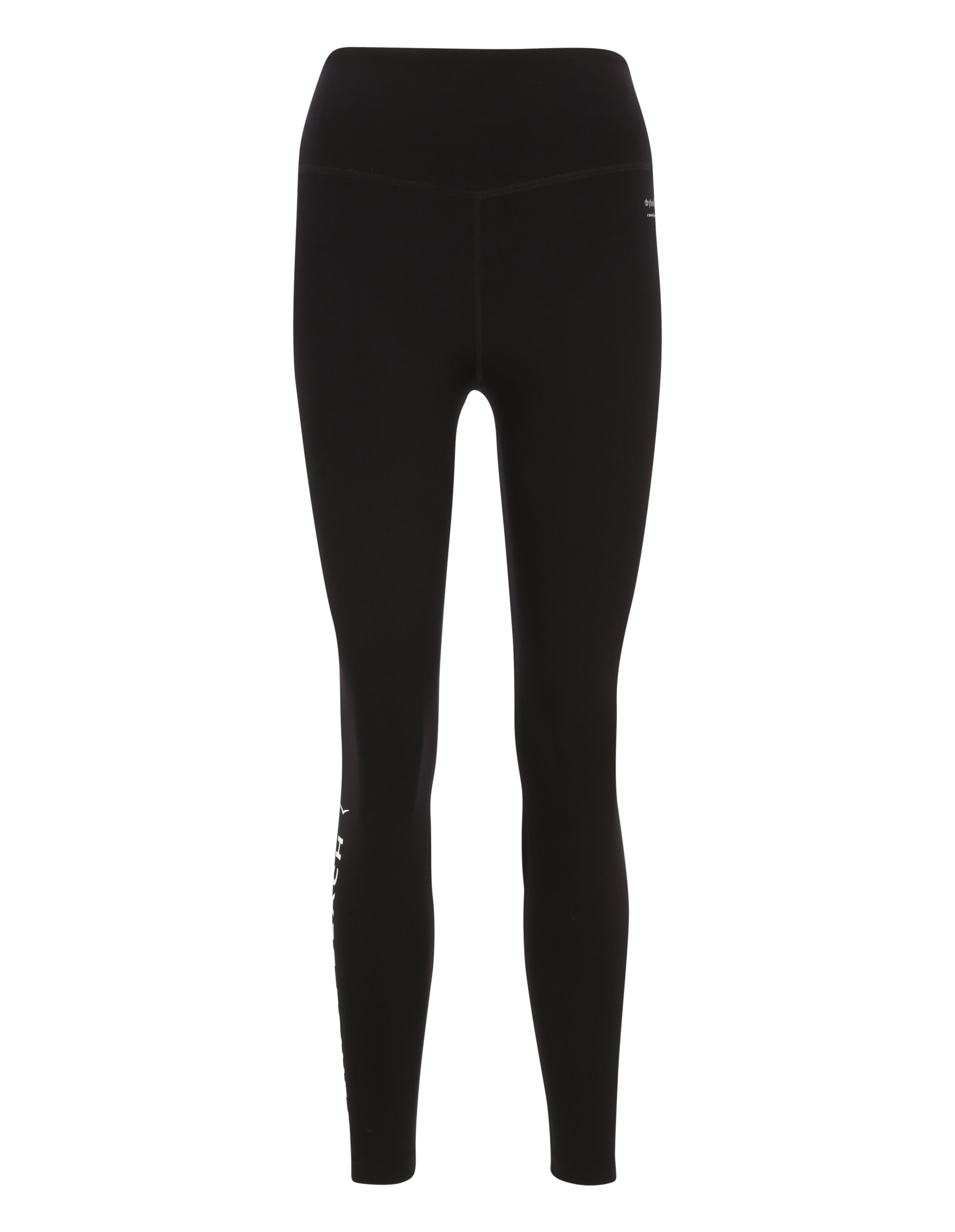 Schwarze Leggings mit hohem Bund und Logo-Detail, perfekt für den Freizeitlook.