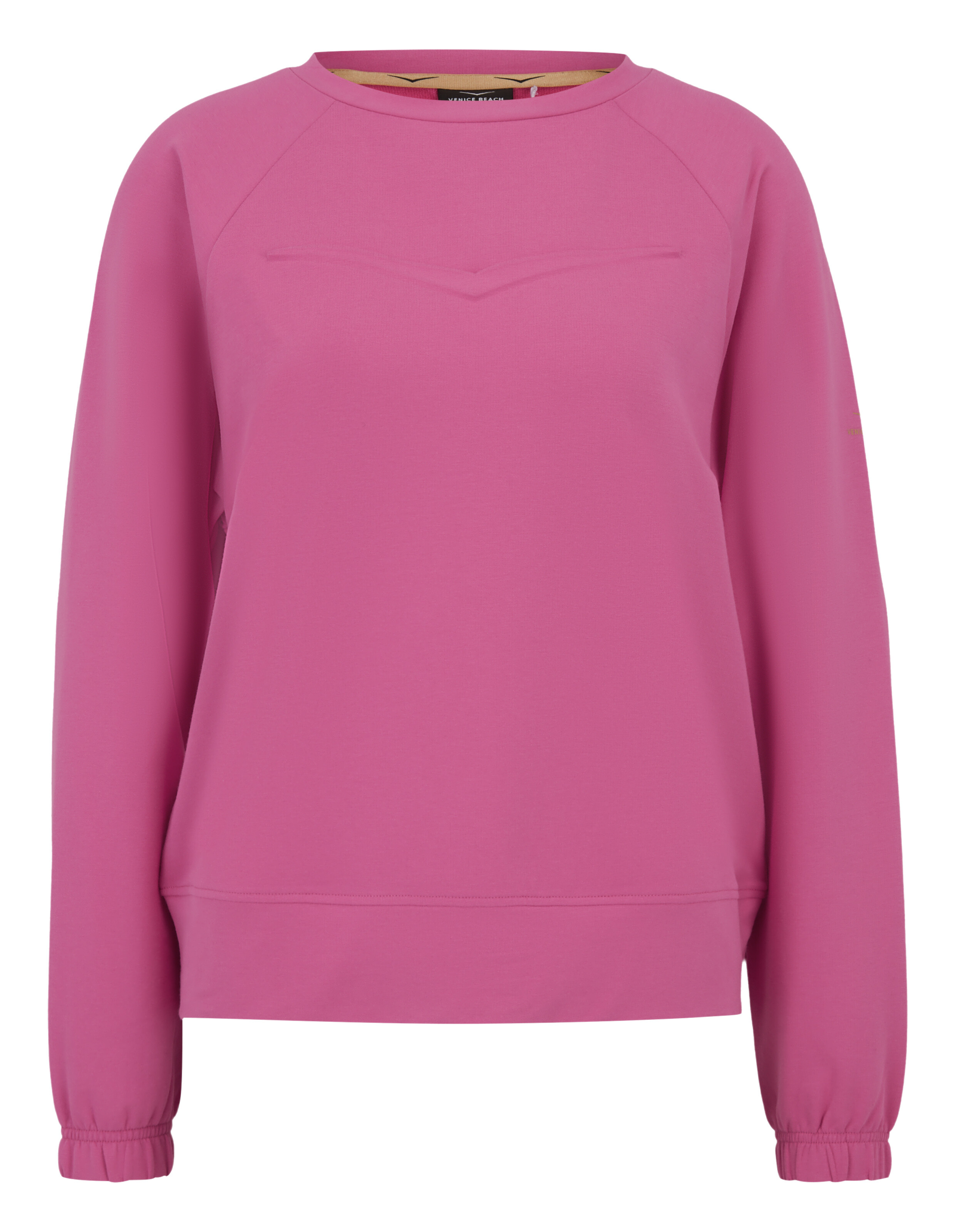Rosafarbenes, langärmliges Freizeit-Sweatshirt mit Rundhalsausschnitt und gerippten Bündchen für gemütliche Loungewear.
