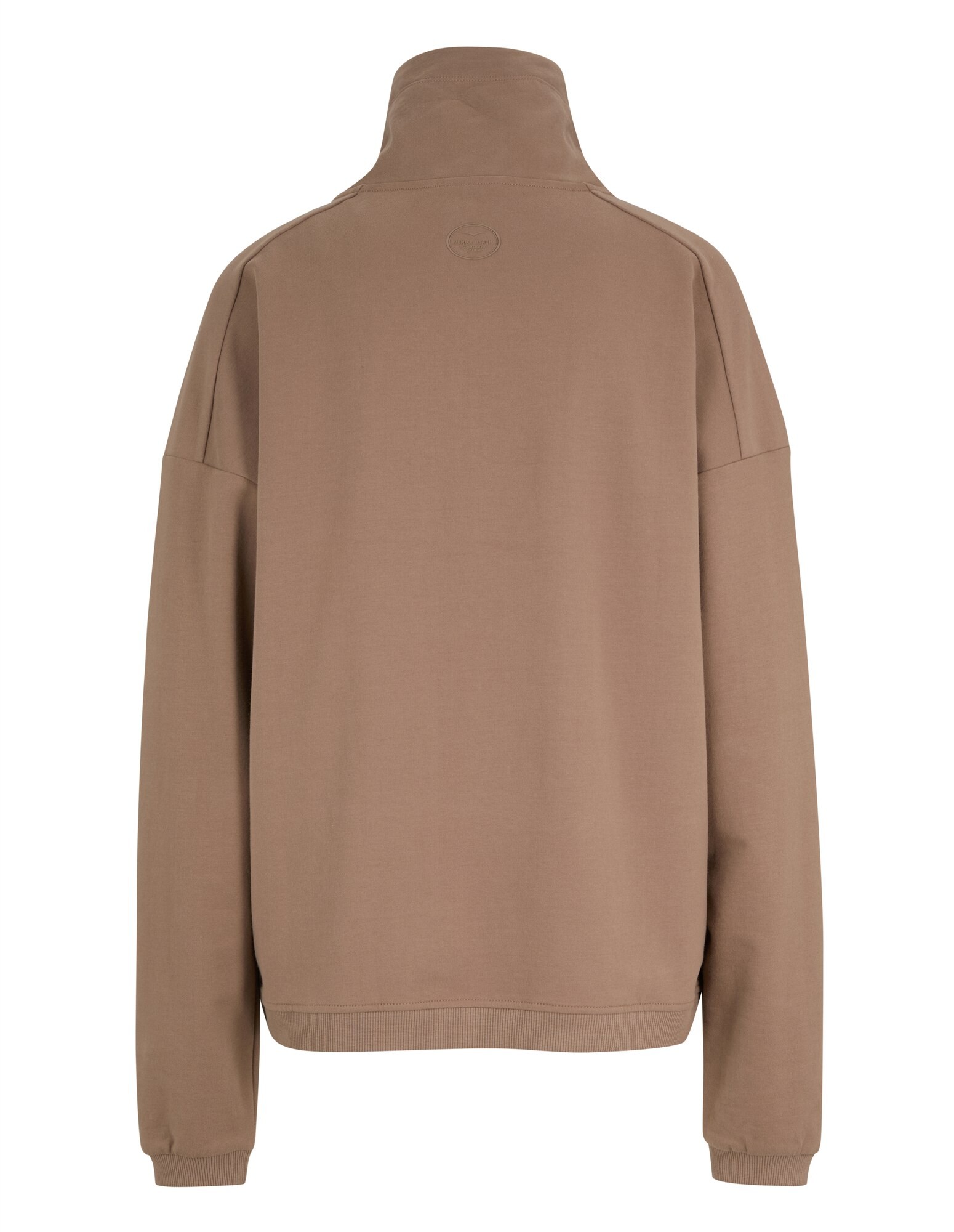 Gemütliches braunes Pullover-Sweatshirt mit hohem Kragen und entspannter Passform, ideal für den Freizeitgebrauch.