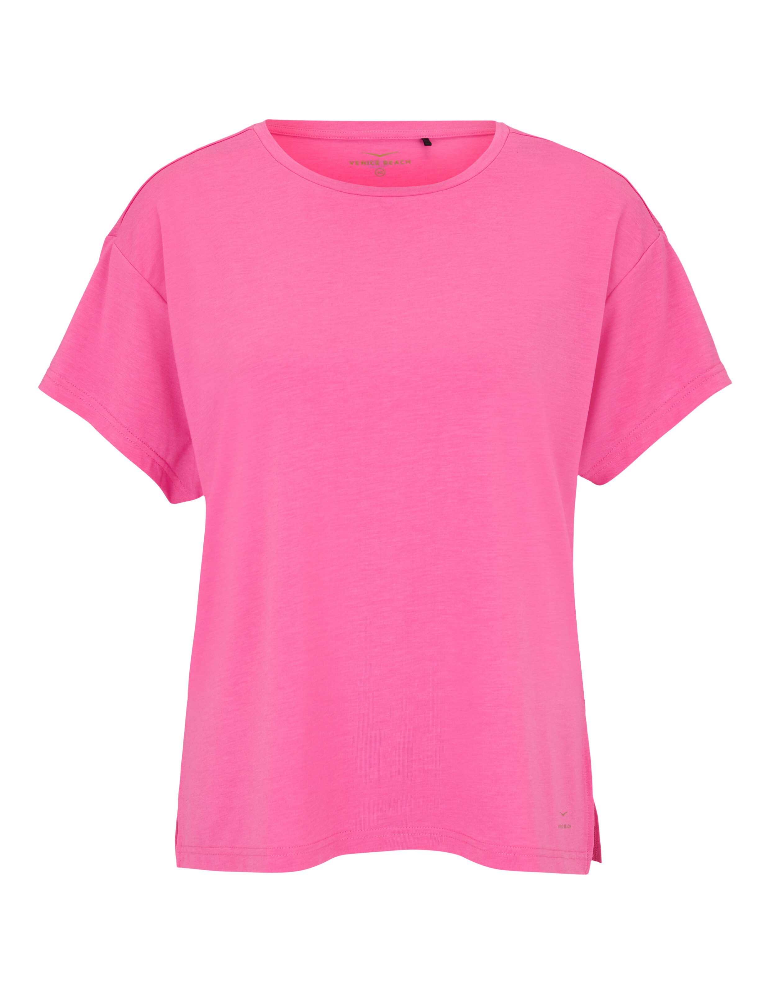 Hellrosa, lässiges T-Shirt mit kurzen Ärmeln und entspannter Passform für bequemes Tragen im Alltag.