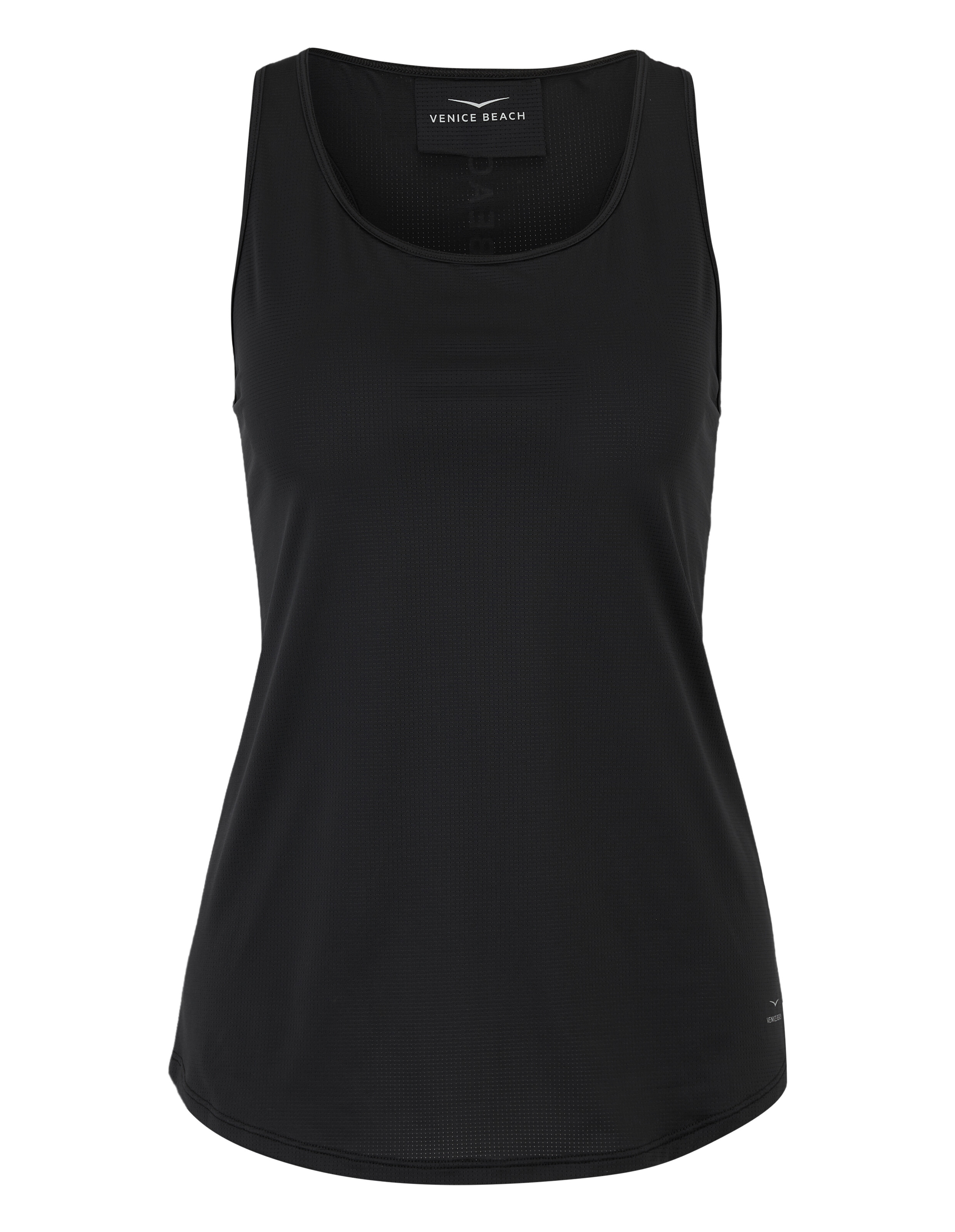Schwarzes ärmelloses Tanktop mit U-Ausschnitt, perfekt für die Freizeit.
