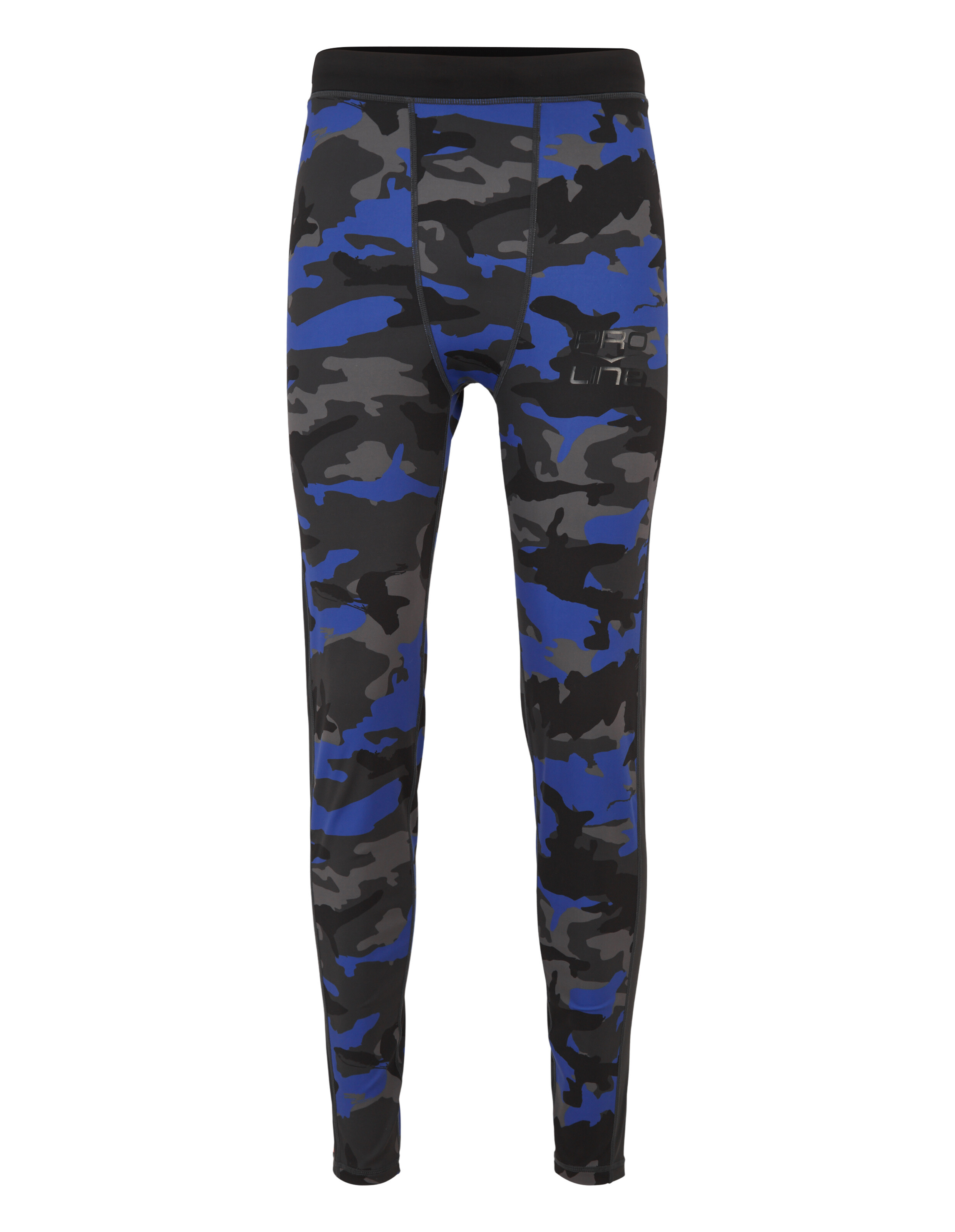 Blau-schwarze Kompressionsleggings mit Tarnmuster für sportliche Freizeitkleidung.