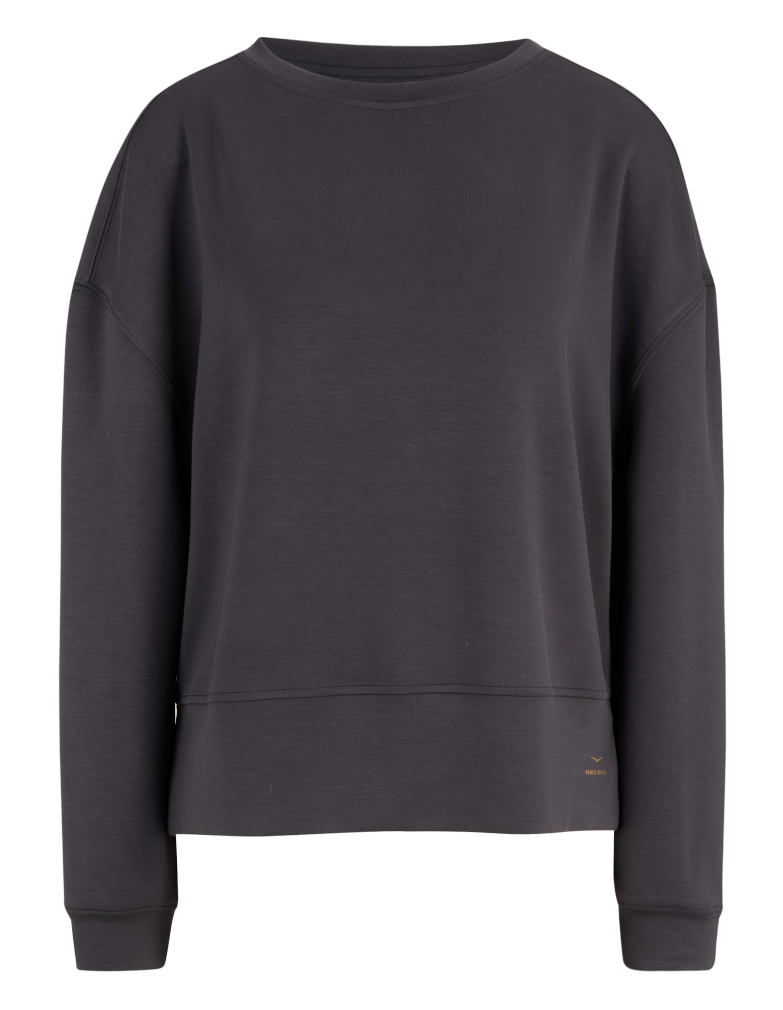 Gemütliches, dunkelgraues, übergroßes Sweatshirt mit entspannter Passform und langen Ärmeln.